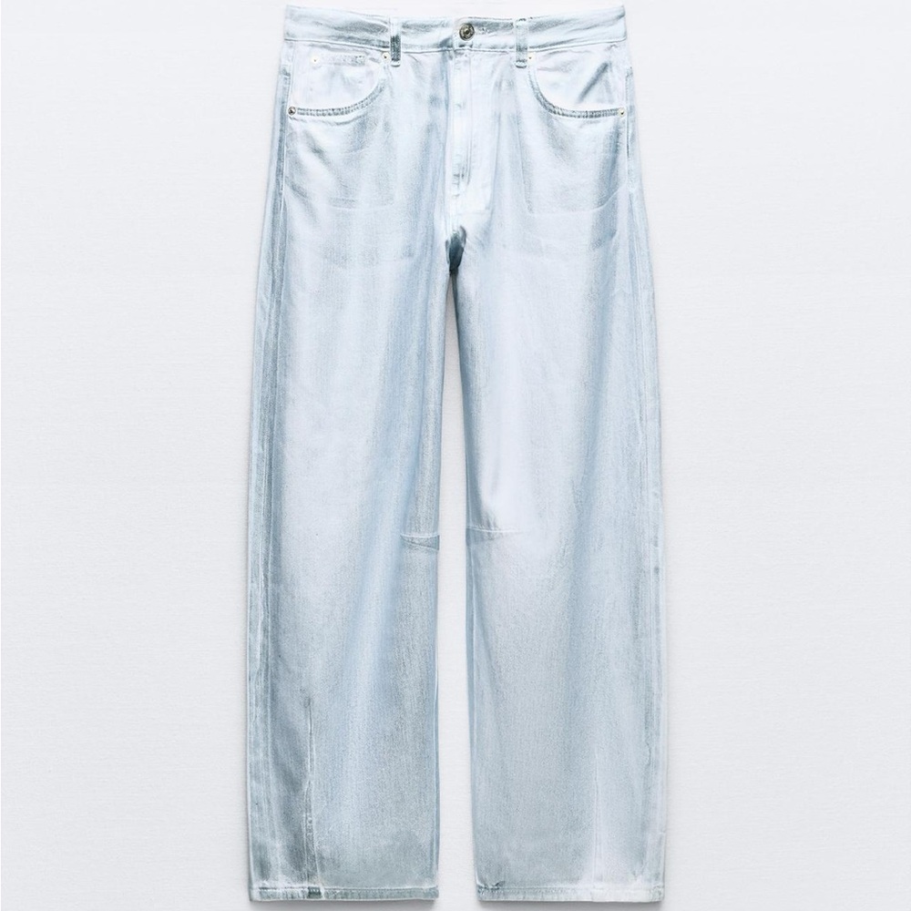 Midwaist foil balloon baggy jeans